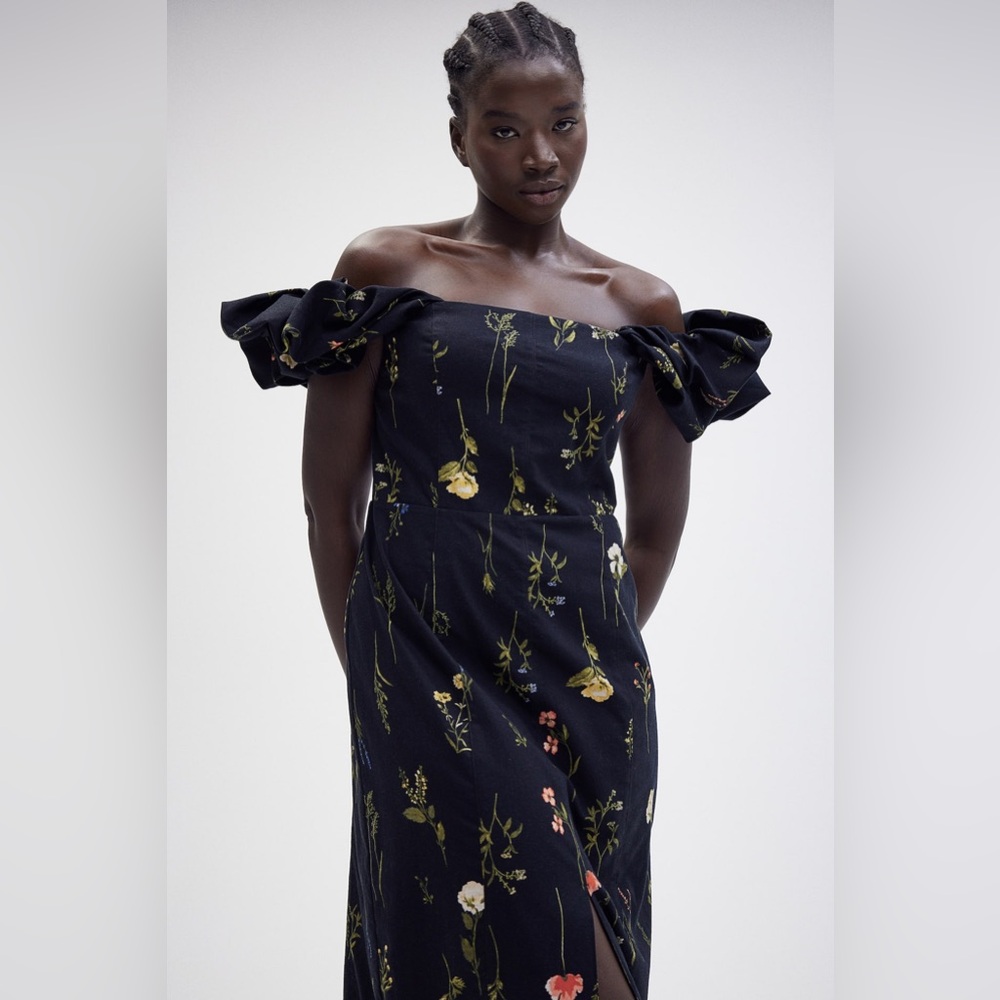 H&M Floral Off Shoulder Dress Sz S